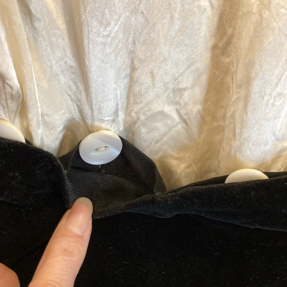 Vintage White Satin Blouse with Black Velvet Shorts. Box‎ P